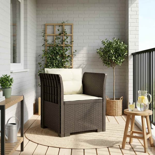 1-sits fåtölj med kuddar i rottlook PP Ljusgrå