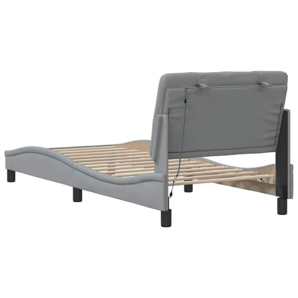 Bed Frame with LED without Mattress Light Grey 80x200 cm Fabric