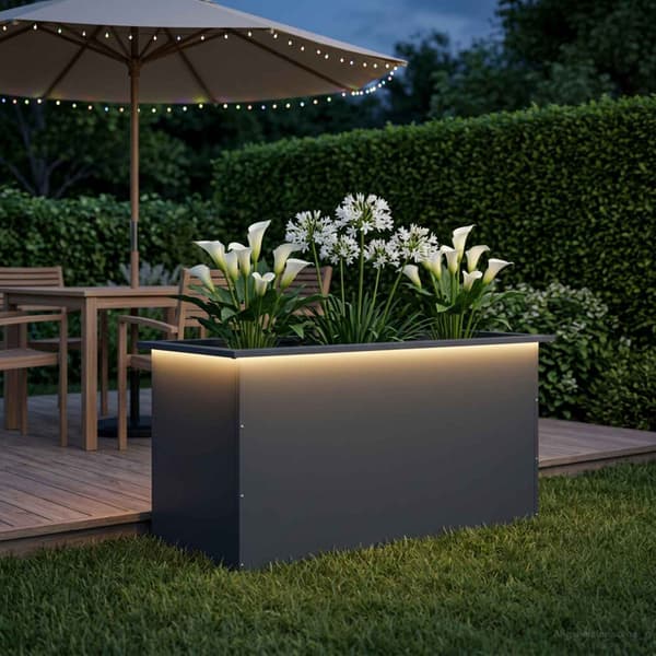 Odlingslåda med LED Antracit 50 x 100 x 48 cm Stål