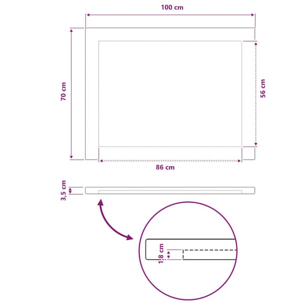 Rektangulärt Bordsskiva 90 x 50 x 3,5 cm Rektangulär Vit