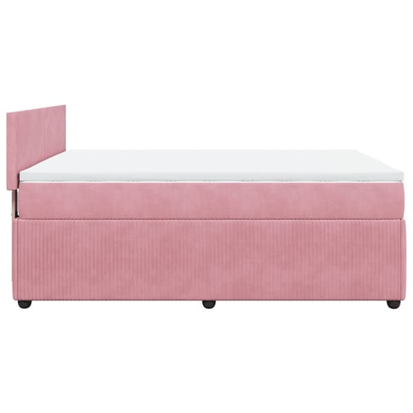 Ramsäng med madrass rosa 140x190 cm sammet