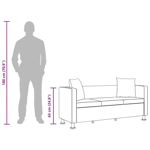 Soffa 3-sits konstläder vit