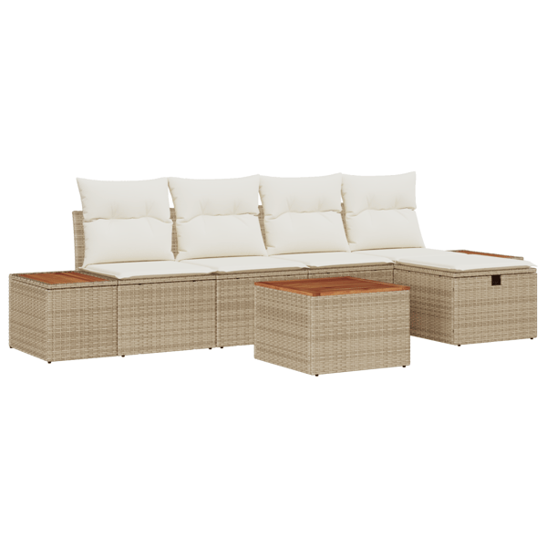 Trädgårdsoffset 6 st Beige konstrotting