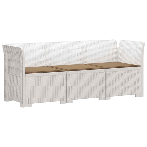 3-sits trädgårdsoffa med kuddar Rattan-look PP Vit
