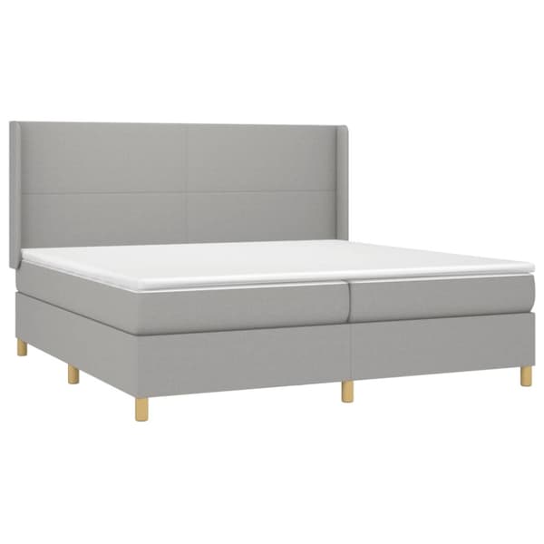 Ramsäng med madrass ljusgrå 200x200 cm tyg