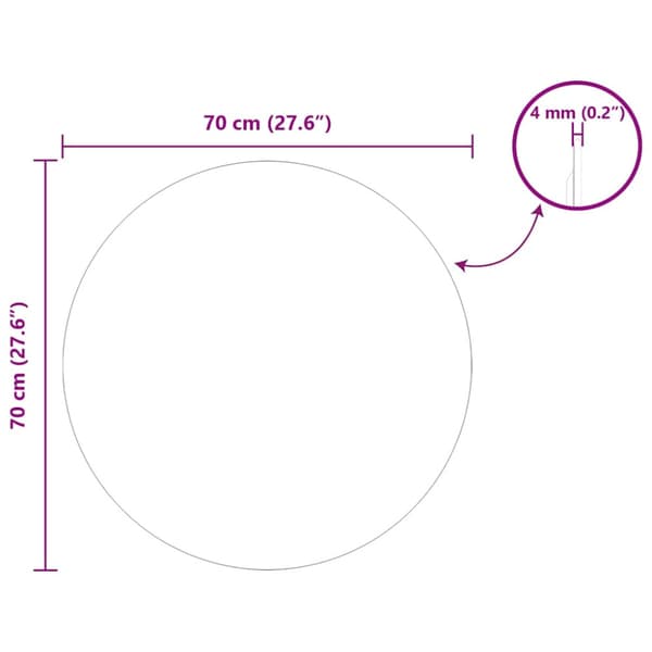 Väggspegel Rund Ø 70 cm härdat glas