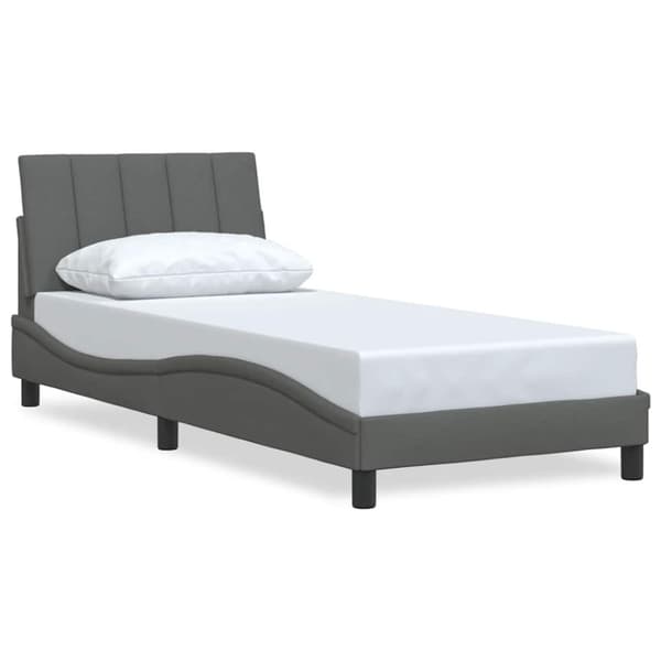 Bed Frame without Mattress "Hanko" Dark Grey 90x190 cm Fabric