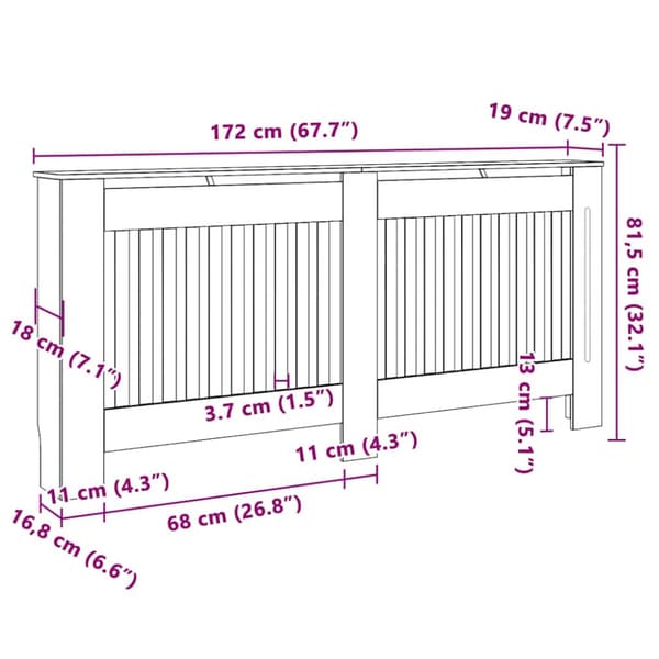 Radiatorlock 2 pcs Grå 172 x 19 x 81,5 cm Konstruerat trä
