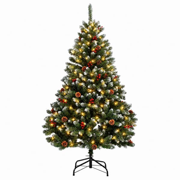 Plast Hingad Julgran 150 cm 150 LED-lampor Varmvit PVC
