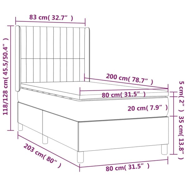 Ramsäng med madrass gräddvit 80x200 cm tyg