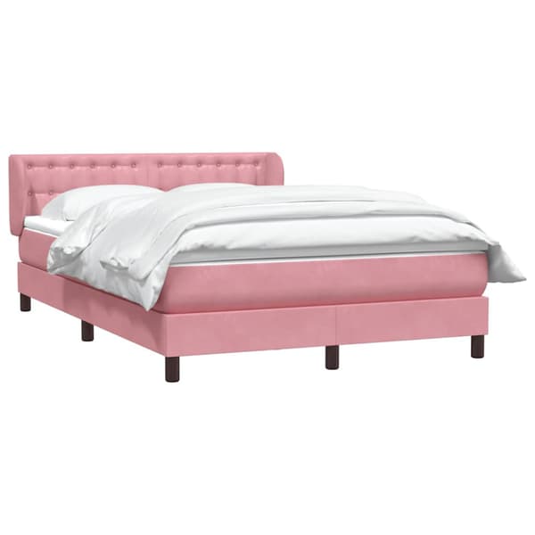 Ramsäng med madrass rosa 160x220 cm sammet