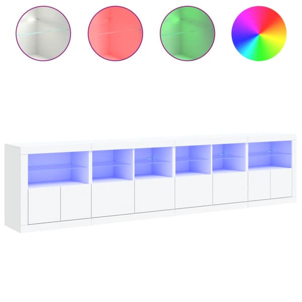 Skänk med LED-belysning vit 283x37x67 cm