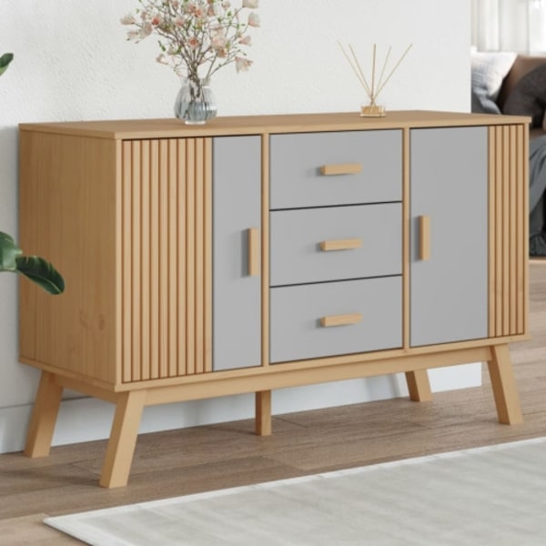 Skänk OLDEN grå & brun 114x43x73,5cm massiv furu