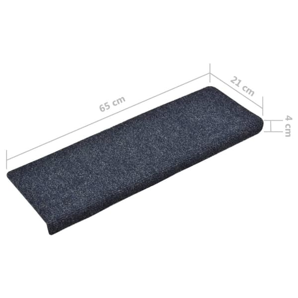 Trappmattor självhäftande 15 st 65x21x4 cm blå rektangulär kant