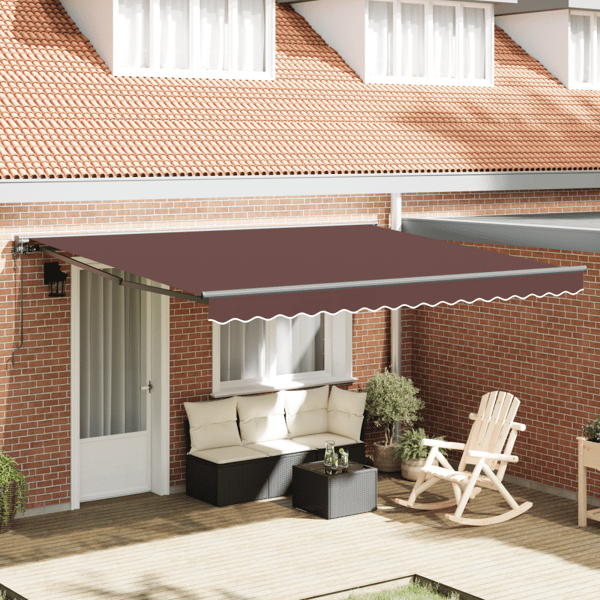 Markisram Brun 400 × 300 cm Polyester med PU-beläggning