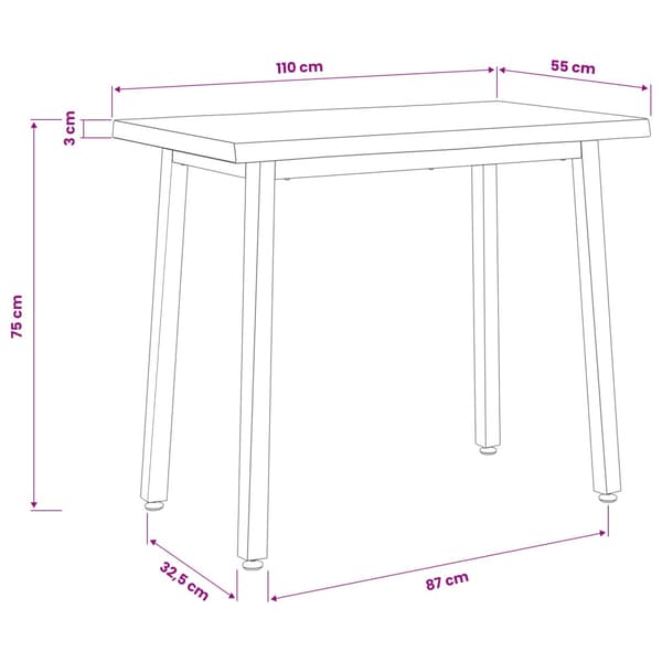 110 x 55 x 75 cm Massivt Akaciaträ Vit Rektangulär