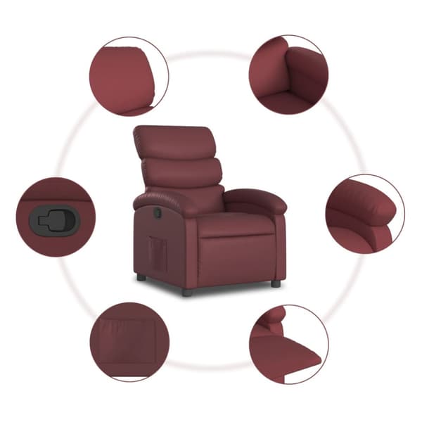 Reclinerfåtölj vinröd konstläder