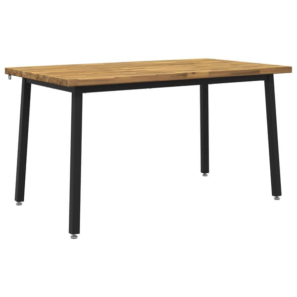 140 x 70 x 75 cm Massivt Akaciaträ Vit och svart Rektangulär