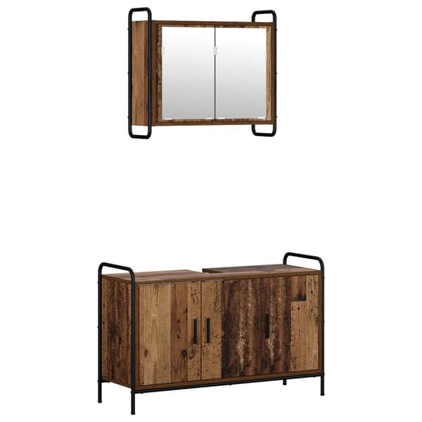 Badrumsskåpsset 2 st Gammalt trä 65,5 x 34 x 61 cm