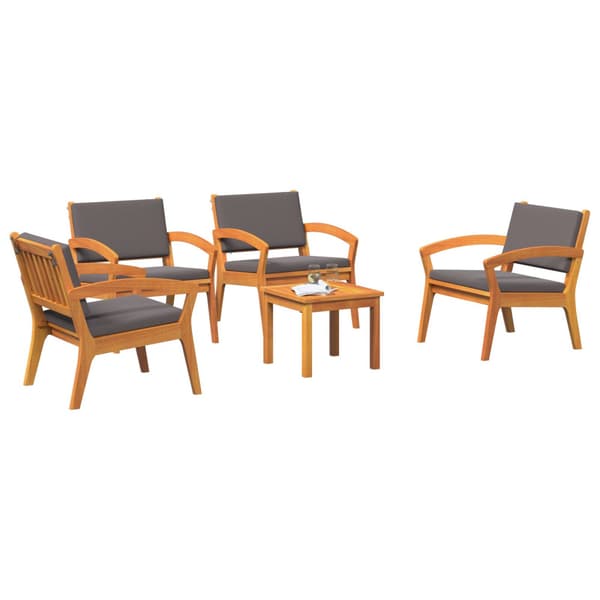 Bistroset med kudde 5 pcs Brun Polyester