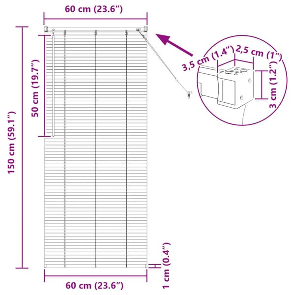 Persienn Vit 150 x 60 cm PVC