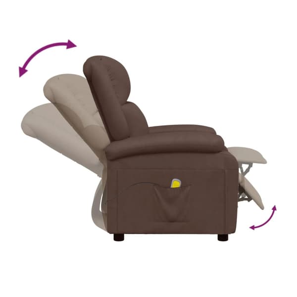 Massagefåtölj brun konstläder