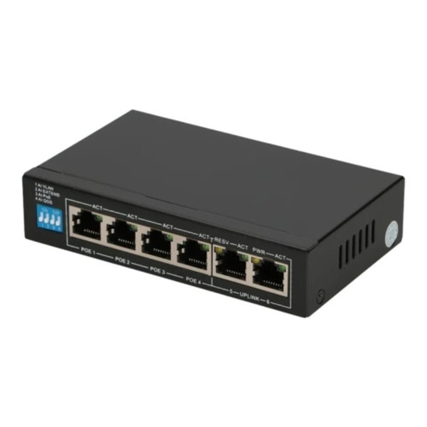 Extralink EUROS - v2 - switch - 6 portar - ohanterad Svart