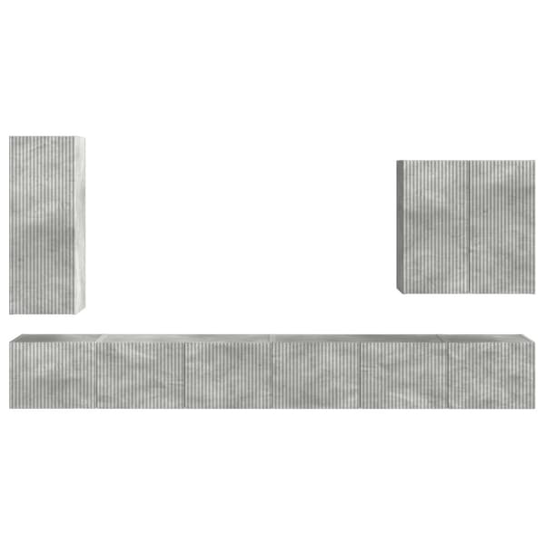 TV väggskåp set Väggmonterad 6 pcs Betonggrå