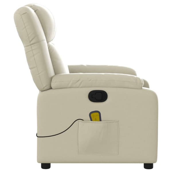 Massagefåtölj gräddvit konstläder