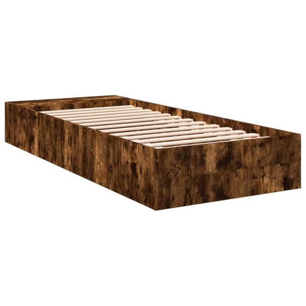 Sängram rökfärgad ek 90x200 cm konstruerad trä