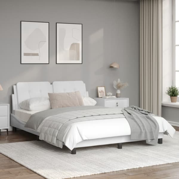 Bed Frame with LED without Mattress "Zadar" White 140x200 cm