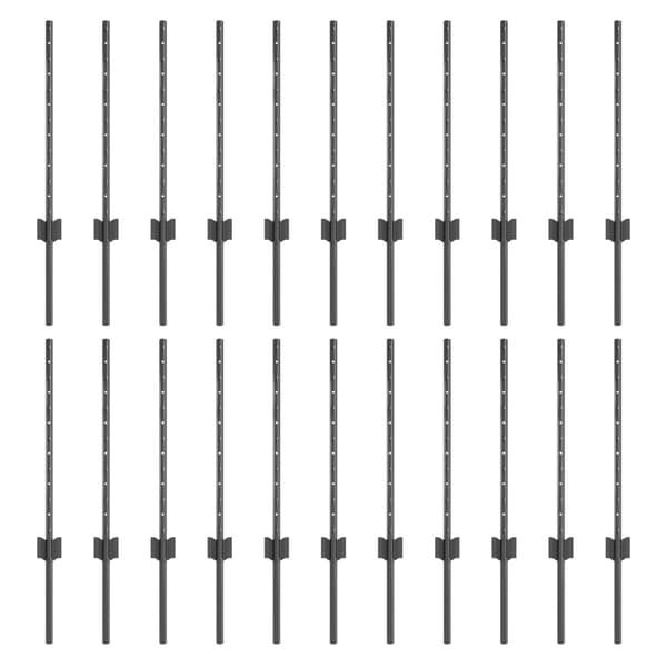 Stängselstolpe 22 pcs Grå 100 cm Stål