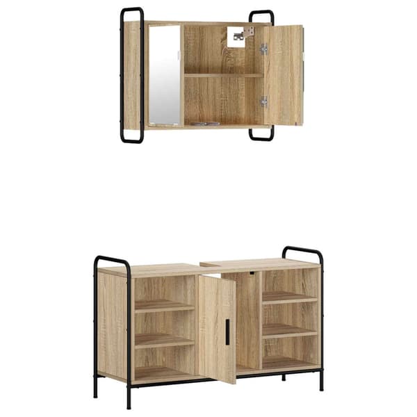 Badrumsskåpsset 2 st Sonoma-ek 65,5 x 34 x 61 cm