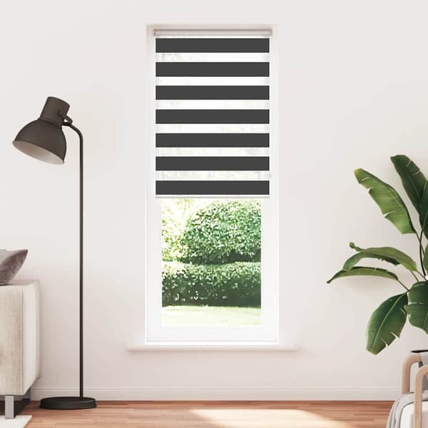 Rullgardin zebra svart 80x200 cm tyg bredd 75,9 cm polyester