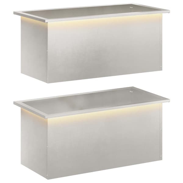 Odlingslåda med LED 2 st Silver 40 x 80 x 40 cm Rostfritt stål