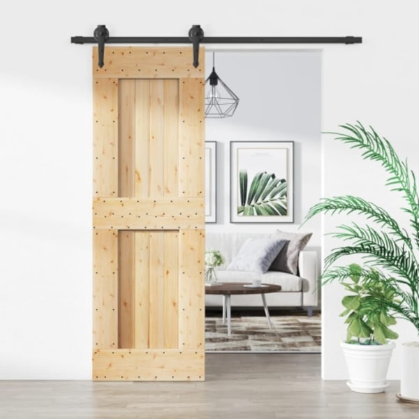 Skjutdörr med beslag 70x210 cm massiv furu