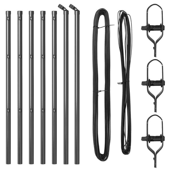 Stängselstolpe 7 pcs Grå Stål