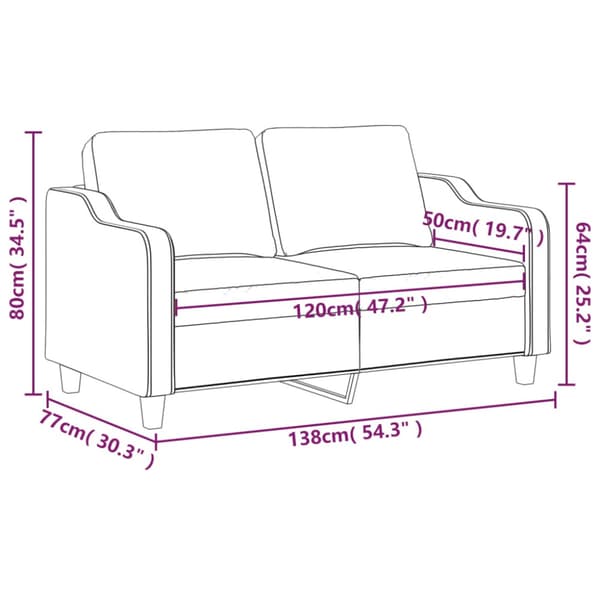 Soffa 2-sits mörkgrå 120 cm tyg