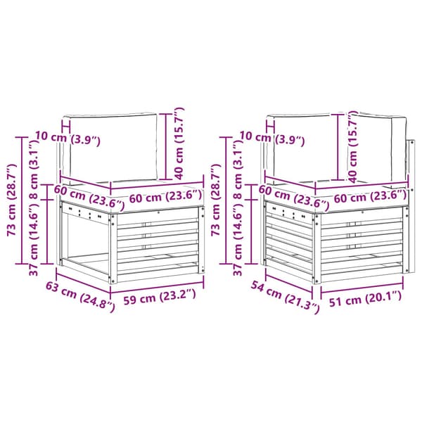 Utomhussoffset 4 pcs Vit och ljusgrå Polyester
