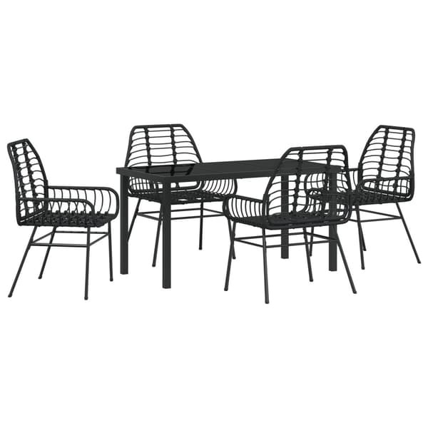 Trädgårdsmöbelset 5 pcs Svart konstrotting