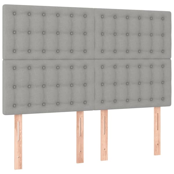 Ramsäng med madrass ljusgrå 140x200 cm tyg