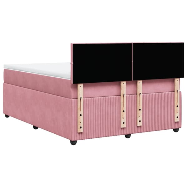 Ramsäng med madrass rosa 140x190 cm sammet