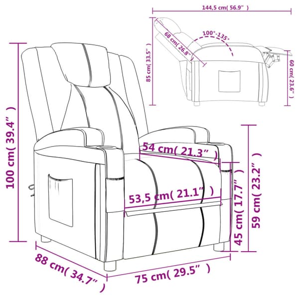 Reclinerfåtölj svart konstläder