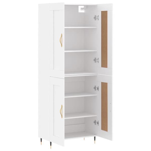 Högskåp vit 69,5x34x180 cm konstruerat trä