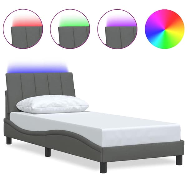 Bed Frame without Mattress "Hanko" Dark Grey 90x190cm Fabric
