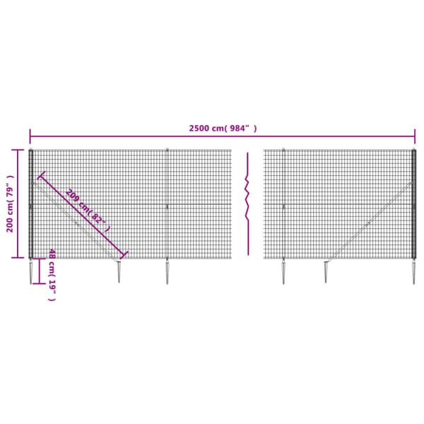 Stängsel med markspett antracit 2x25 m