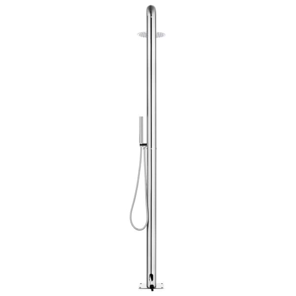 Trädgårdsdusch med grått golv 230 cm rostfritt stål