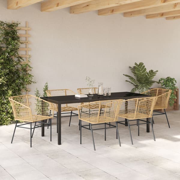 Trädgårdsmöbelset 7 pcs Brun konstrotting