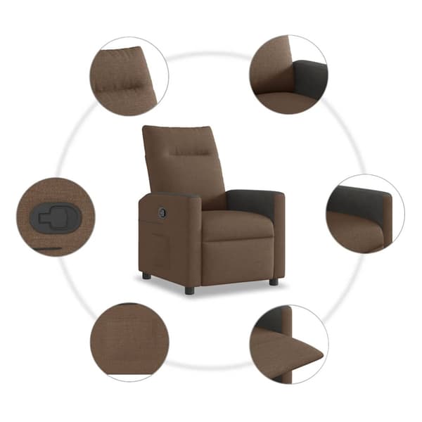 Reclinerfåtölj brun tyg
