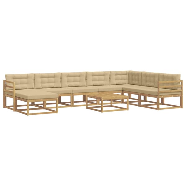 Utomhussoffset 9 pcs Vit och Beige